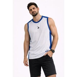 Shaq Basketball Jersey Mens Large White Blue Mesh Sleeveless Tank Top Sportswear
